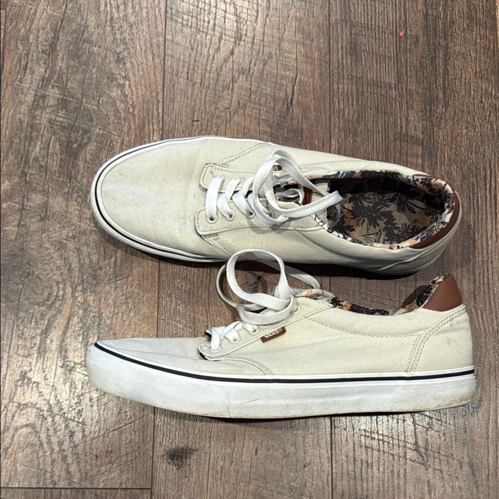 MENS VANS CREAM CANVAS SHOE